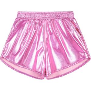imageKEREDA Girls Metallic Shorts Sparkly Dance Outfits Shiny Costume for GirlsPink