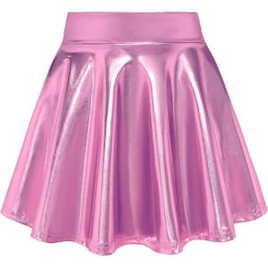 imageKEREDA Girls Metallic Skater Skirts Shiny Flared Holographic SkortPink