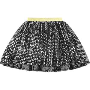 imageKEREDA Toddler Girls Layered Tutu Skirt Sparkling Sequin Tulle Dance SkirtsBlack