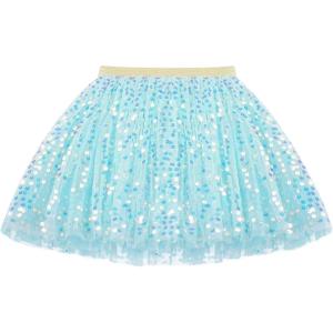 imageKEREDA Toddler Girls Layered Tutu Skirt Sparkling Sequin Tulle Dance SkirtsBlue