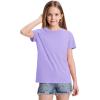 imageKEREDA 4 Pack Girls Short Sleeve Shirts Cotton TShirts Summer Basic Tees Tops Clothes for KidsLight Purple  Green  Bright Pink  White