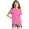 imageKEREDA 4 Pack Girls Short Sleeve Shirts Cotton TShirts Summer Basic Tees Tops Clothes for KidsLight Purple  Green  Bright Pink  White