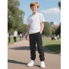 imageKEREDA Boys Uniform Pants Pull On Twill Jogger Pants for Boys School Clothes with PocketsBlack