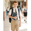 imageKEREDA Boys Uniform Shorts Elastic Waist Kids Golf Dress Preppy School Shorts with PocketsKhaki