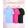 imageKEREDA Girls Athletic Shirts Quick Dry Short Sleeve Crew Neck T Shirts Summer UPF 50 Tee Tops for Teen Girls 3 PackBlack Rosered Blue