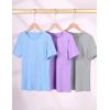 imageKEREDA Girls Athletic Shirts Quick Dry Short Sleeve Crew Neck T Shirts Summer UPF 50 Tee Tops for Teen Girls 3 PackGrey Purple Blue