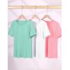 imageKEREDA Girls Athletic Shirts Quick Dry Short Sleeve Crew Neck T Shirts Summer UPF 50 Tee Tops for Teen Girls 3 PackWhite Green Pink