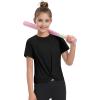 imageKEREDA Girls Athletic Shirts Tie Front Tops Summer Short Sleeve Quick Dry Active Tees TShirts for Kids TeensBlack