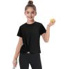 imageKEREDA Girls Athletic Shirts Tie Front Tops Summer Short Sleeve Quick Dry Active Tees TShirts for Kids TeensBlack