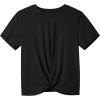 imageKEREDA Girls Athletic Shirts Tie Front Tops Summer Short Sleeve Quick Dry Active Tees TShirts for Kids TeensBlack