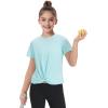 imageKEREDA Girls Athletic Shirts Tie Front Tops Summer Short Sleeve Quick Dry Active Tees TShirts for Kids TeensMint Green