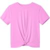 imageKEREDA Girls Athletic Shirts Tie Front Tops Summer Short Sleeve Quick Dry Active Tees TShirts for Kids TeensPink