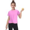 imageKEREDA Girls Athletic Shirts Tie Front Tops Summer Short Sleeve Quick Dry Active Tees TShirts for Kids TeensPink