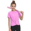 imageKEREDA Girls Athletic Shirts Tie Front Tops Summer Short Sleeve Quick Dry Active Tees TShirts for Kids TeensPink