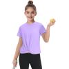 imageKEREDA Girls Athletic Shirts Tie Front Tops Summer Short Sleeve Quick Dry Active Tees TShirts for Kids TeensPurple