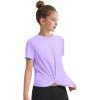 imageKEREDA Girls Athletic Shirts Tie Front Tops Summer Short Sleeve Quick Dry Active Tees TShirts for Kids TeensPurple