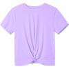 imageKEREDA Girls Athletic Shirts Tie Front Tops Summer Short Sleeve Quick Dry Active Tees TShirts for Kids TeensPurple