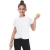 imageKEREDA Girls Athletic Shirts Tie Front Tops Summer Short Sleeve Quick Dry Active Tees TShirts for Kids TeensWhite