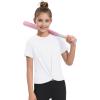 imageKEREDA Girls Athletic Shirts Tie Front Tops Summer Short Sleeve Quick Dry Active Tees TShirts for Kids TeensWhite