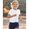imageKEREDA Girls Athletic Shirts Tie Front Tops Summer Short Sleeve Quick Dry Active Tees TShirts for Kids TeensWhite