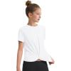 imageKEREDA Girls Athletic Shirts Tie Front Tops Summer Short Sleeve Quick Dry Active Tees TShirts for Kids TeensWhite