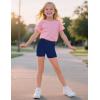 imageKEREDA Girls Bike Shorts Cotton Cartwheel Dance Under Dress Shorts for Kids 3 PackNavy
