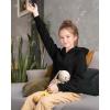 imageKEREDA Girls Half Zip Hoodies Fleece Pullover Sweatshirt Long Sleeve Winter Clothes Thumb HoleBlack