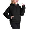 imageKEREDA Girls Half Zip Hoodies Fleece Pullover Sweatshirt Long Sleeve Winter Clothes Thumb HoleBlack