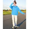 imageKEREDA Girls Half Zip Hoodies Fleece Pullover Sweatshirt Long Sleeve Winter Clothes Thumb HoleBlue