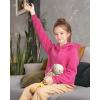 imageKEREDA Girls Half Zip Hoodies Fleece Pullover Sweatshirt Long Sleeve Winter Clothes Thumb HoleRose Red