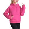 imageKEREDA Girls Half Zip Hoodies Fleece Pullover Sweatshirt Long Sleeve Winter Clothes Thumb HoleRose Red