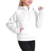 imageKEREDA Girls Half Zip Hoodies Fleece Pullover Sweatshirt Long Sleeve Winter Clothes Thumb HoleWhite