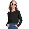 imageKEREDA Girls Long Sleeve Shirts Soft Cotton TShirts Crewneck Basic Tees for Kids and Teen Girls Tops ClothesBlack