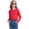 imageKEREDA Girls Long Sleeve Shirts Soft Cotton TShirts Crewneck Basic Tees for Kids and Teen Girls Tops ClothesRed