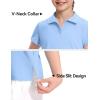 imageKEREDA Girls Polo Shirts Golf Tennis School Uniform Short Sleeve T Shirts VNeck Collared Quick Dry TopsBlue
