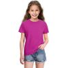 imageKEREDA Girls Shirts Short Sleeve Soft Cotton TShirts Plain Tees Tops Clothes for KidsAmaranth