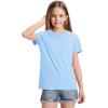 imageKEREDA Girls Shirts Short Sleeve Soft Cotton TShirts Plain Tees Tops Clothes for KidsBlue