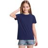 imageKEREDA Girls Shirts Short Sleeve Soft Cotton TShirts Plain Tees Tops Clothes for KidsNavy