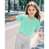 imageKEREDA Girls Short Sleeve Shirts Crop Tops Crewneck Summer Basic Tees for Kids with PocketGreen