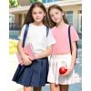 imageKEREDA Girls Short Sleeve Shirts Crop Tops Crewneck Summer Basic Tees for Kids with PocketPink