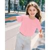 imageKEREDA Girls Short Sleeve Shirts Crop Tops Crewneck Summer Basic Tees for Kids with PocketPink