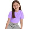 imageKEREDA Girls Short Sleeve Shirts Crop Tops Crewneck Summer Basic Tees for Kids with PocketPurple