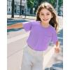 imageKEREDA Girls Short Sleeve Shirts Crop Tops Crewneck Summer Basic Tees for Kids with PocketPurple