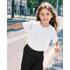 imageKEREDA Girls Short Sleeve Shirts Crop Tops Crewneck Summer Basic Tees for Kids with PocketWhite