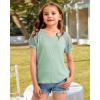 imageKEREDA Girls Short Sleeve Shirts Summer Lace V Neck Tops Casual Tees BlouseGreen