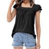 imageKEREDA Girls Short Sleeve Shirts Summer Tunic Tops Lace Openwork Ruffled Girls Cute Square Neck Clothes Blouse 514 YearsBlack