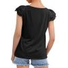 imageKEREDA Girls Short Sleeve Shirts Summer Tunic Tops Lace Openwork Ruffled Girls Cute Square Neck Clothes Blouse 514 YearsBlack