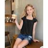 imageKEREDA Girls Short Sleeve Shirts Summer Tunic Tops Lace Openwork Ruffled Girls Cute Square Neck Clothes Blouse 514 YearsBlack