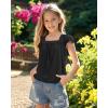 imageKEREDA Girls Short Sleeve Shirts Summer Tunic Tops Lace Openwork Ruffled Girls Cute Square Neck Clothes Blouse 514 YearsBlack