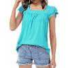 imageKEREDA Girls Short Sleeve Shirts Summer Tunic Tops Lace Openwork Ruffled Girls Cute Square Neck Clothes Blouse 514 YearsGreen